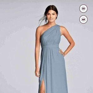 David's Bridal Chiffon One shoulder MYSTIC dress, size 8